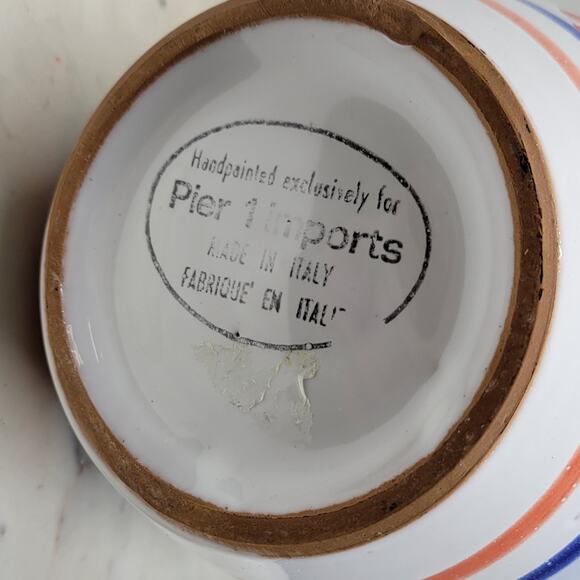 Pier 1 Italian Ceramic Pitcher Hand Painted Christmas Trees Floral Stars - Picture 2 of 15